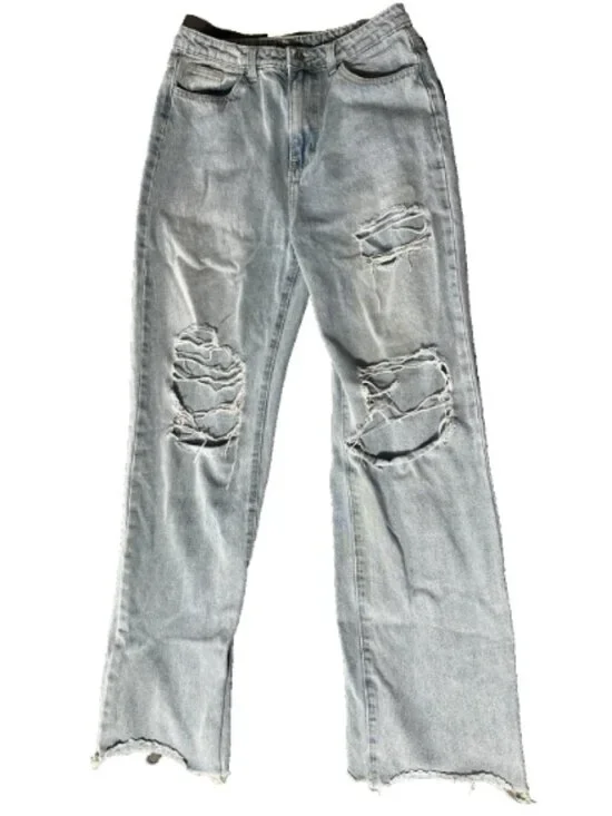 SHEIN Jeans Womens Medium US 6 Light Blue Distressed High Rise Streetwear Ripped - Picture 3 of 7